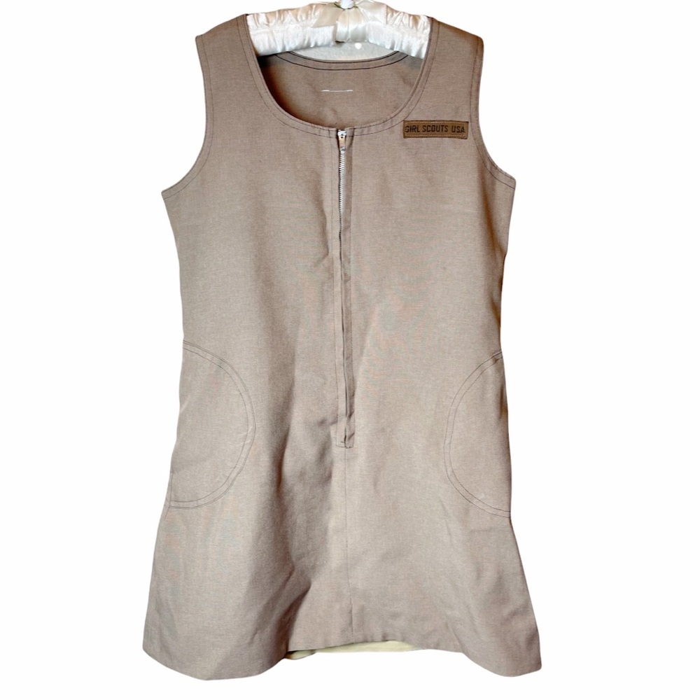 Vintage Girl Scout Zipper Front Pocketed Dress